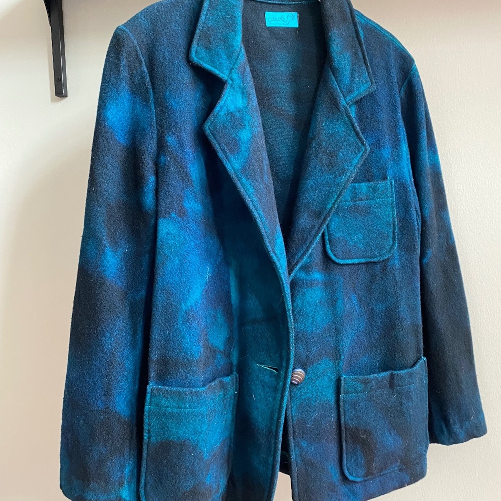 Vintage Royce Boiled Wool One-Button Art-Dyed Jacket Size 14 (See Measurements)